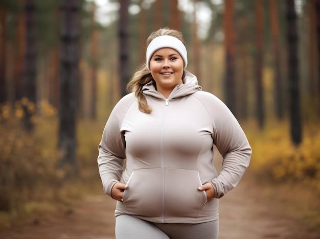 femme en surpoids d'âge moyen faisant du jogging à l'air frais concept de perte de poids mode de vie sain