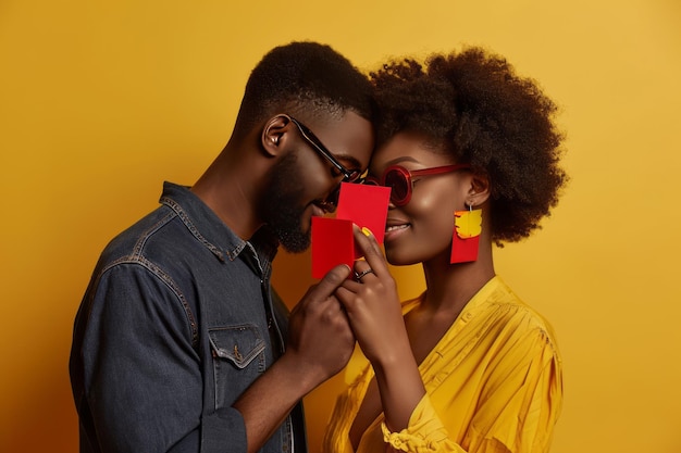 Une femme surprend un homme avec des cartes de la Saint-Valentin