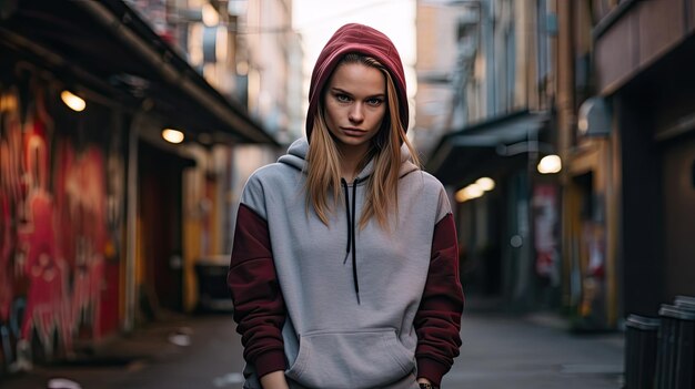 Une femme en sweat à capuche