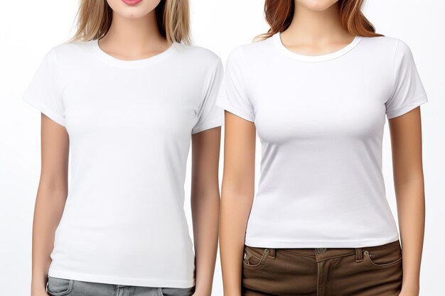 Femme en T-shirt blanc Mockup créé avec l'IA générative