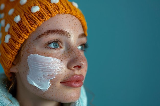 Une femme avec une tache blanche sur le visage