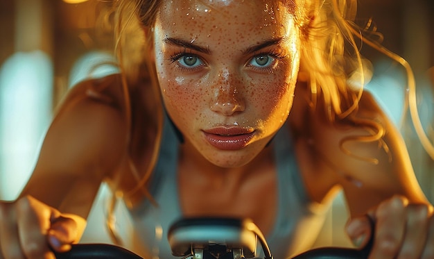 une femme avec des taches de rousseur sur le visage porte une montre