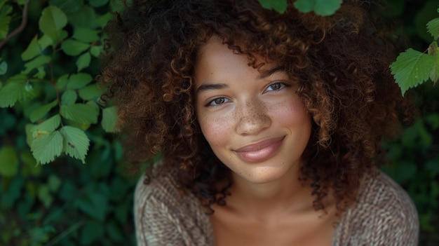 Photo une femme avec des taches de rousseur sur le visage pose pour une photo