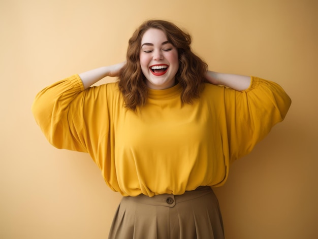 Femme de taille plus dans une pose dynamique émotionnelle