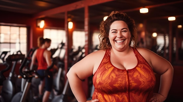 Une femme de taille plus fait du fitness