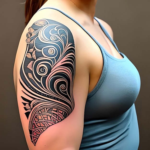 Une femme avec un tatouage sur son bras
