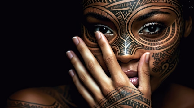 Une femme tatouée sur le visage