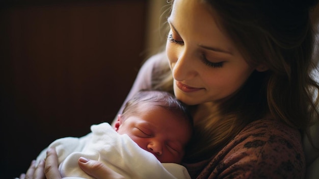 une femme tenant un bébé et un bébé dans ses bras