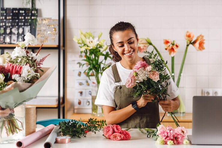 Photo une femme tenant un bouquet de fleurs