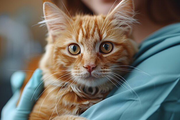 Une femme tenant un chat dans ses bras