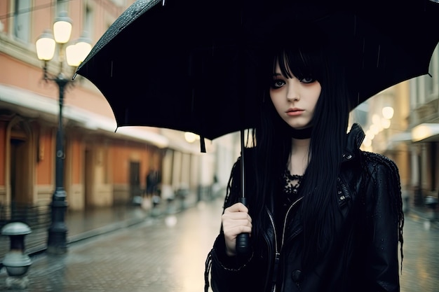 une femme tenant un parapluie