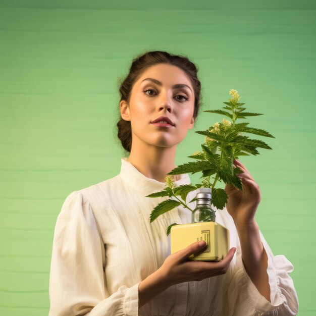 Une femme tenant une plante en pot