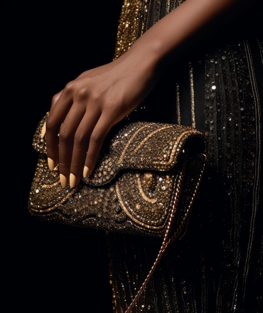 Femme tenant un sac à main de luxe