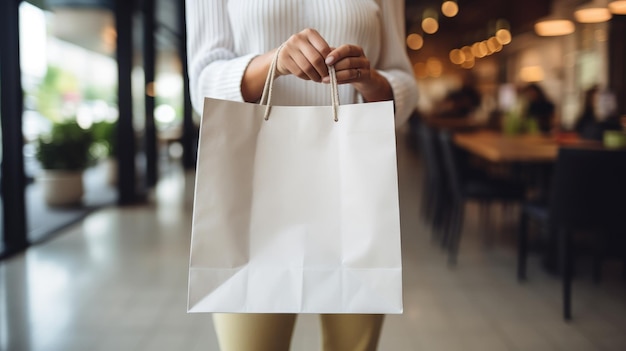 une femme tenant un sac à provisions