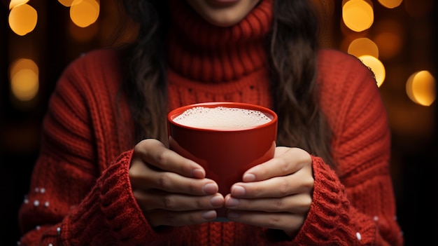 Femme, tenue, tasse, café