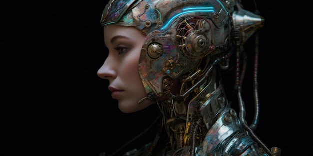 Une femme avec une tête de robot