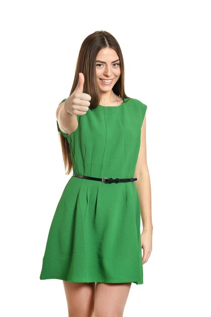 Femme avec thumbs up