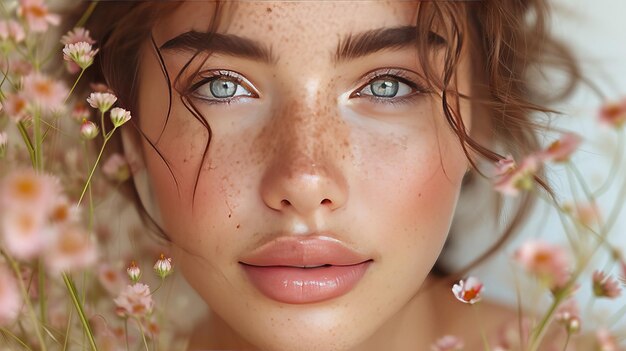 Une femme tient une fleur pour le rajeunissement.