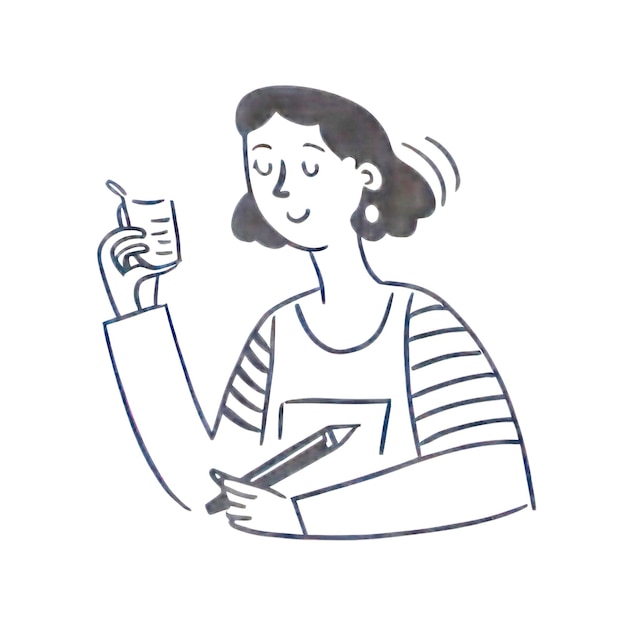 une femme tient un livre et un stylo à la main