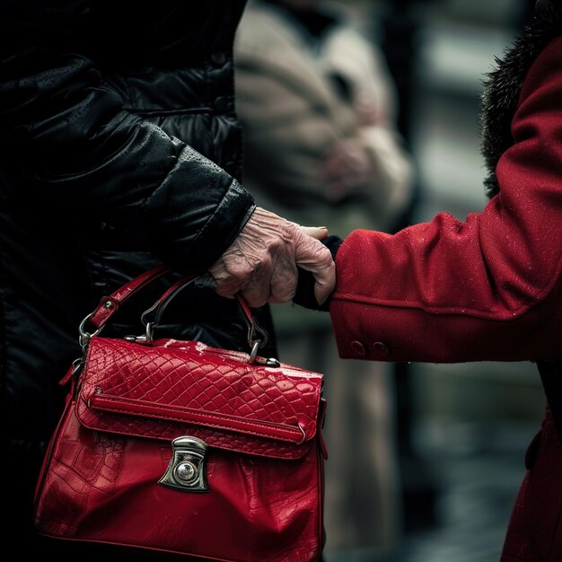 Photo une femme tient un sac à main avec le logo dessus