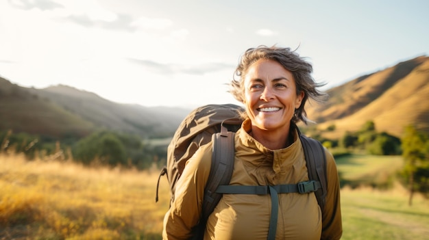 Femme touristique avec sac à dos