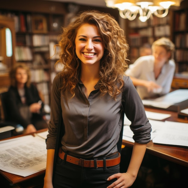 femme travaillant sur un ordinateur dans un bureau informatique ou à la maison générée par l'IA