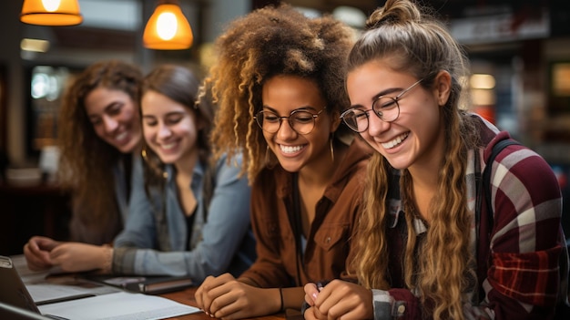 Photo femme travaillant à l'ordinateur et écoutant de la musique