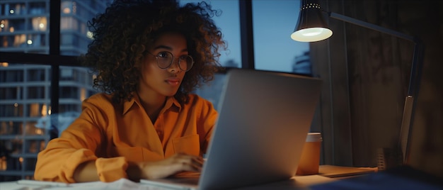 Une femme travaillant sur un ordinateur portable