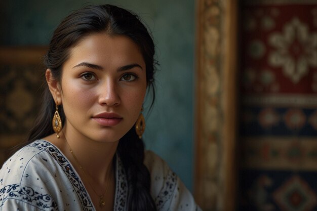 une femme avec une tresse dans les cheveux