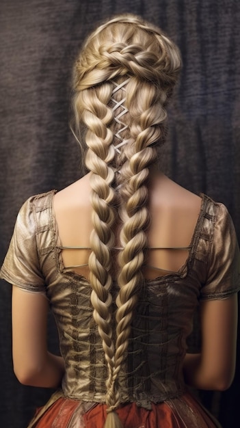 Une femme avec des tresses et des cheveux longs