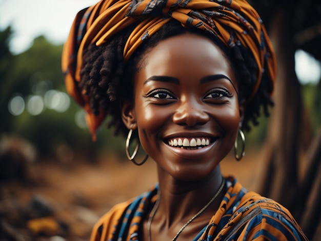 Une femme avec des tresses sur la tête sourit à la caméra.