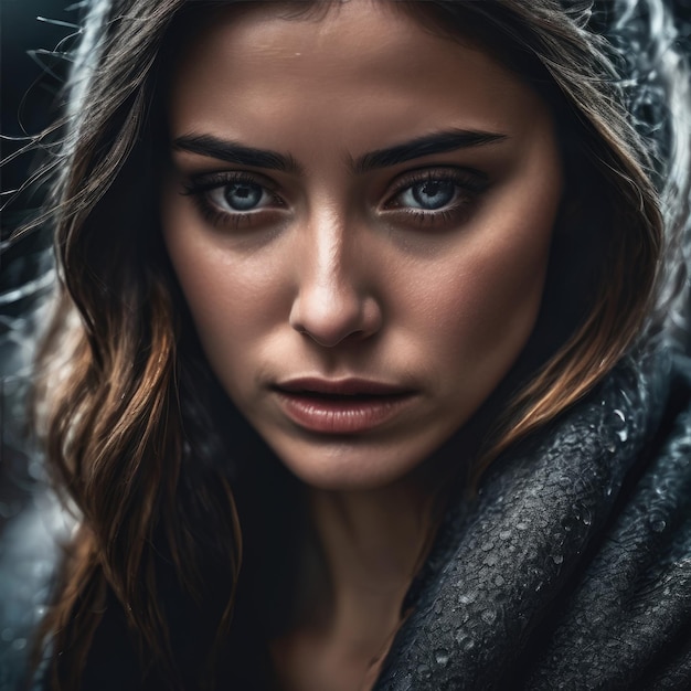 Une femme triste et désespérée pleure avec des larmes dans les yeux pendant les ennuis.