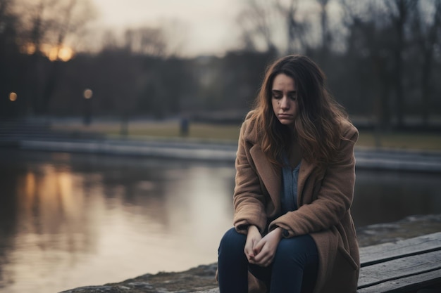 La femme triste et seule, la journée de la femme.