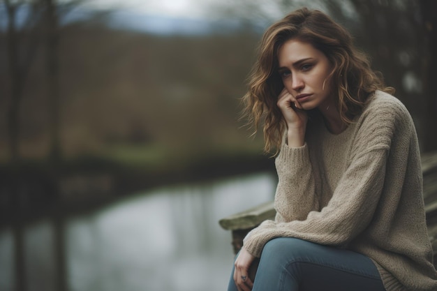 La femme triste et solitaire, la journée de la femme.