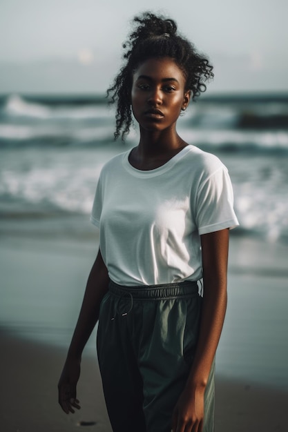 Une femme en tshirt blanc