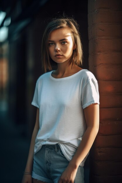 Une femme en tshirt blanc