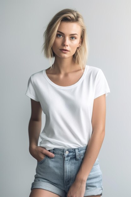 Une femme en tshirt blanc