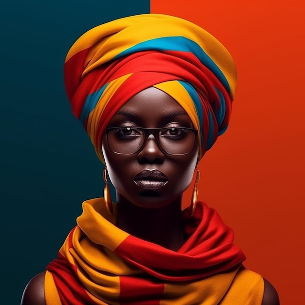 Une femme avec un turban coloré sur la tête