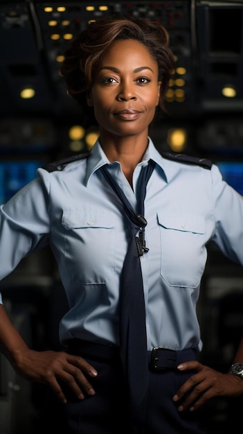 Photo une femme en uniforme avec une cravate qui dit marine