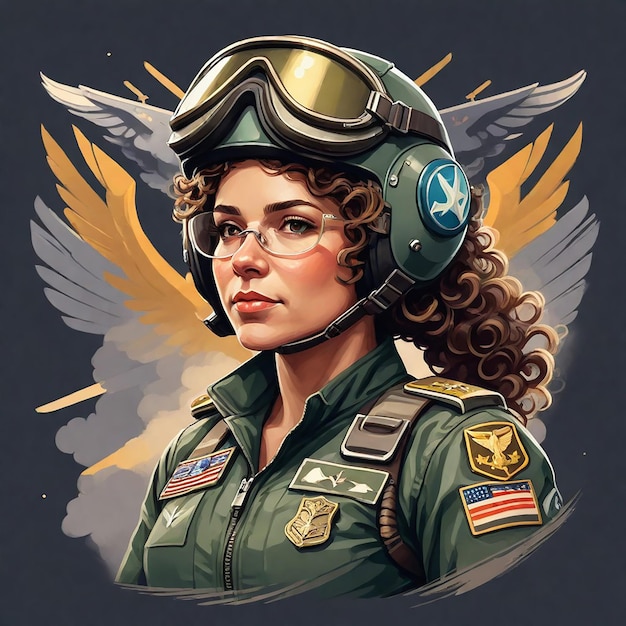 une femme en uniforme militaire avec des ailes et des ailes