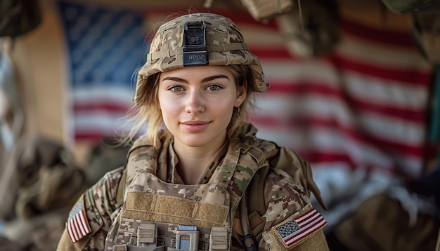 une femme en uniforme militaire avec le mot armée américaine sur le côté