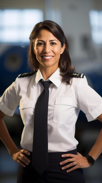 une femme en uniforme avec ses mains sur ses hanches