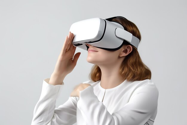 femme utilisant un dispositif VR