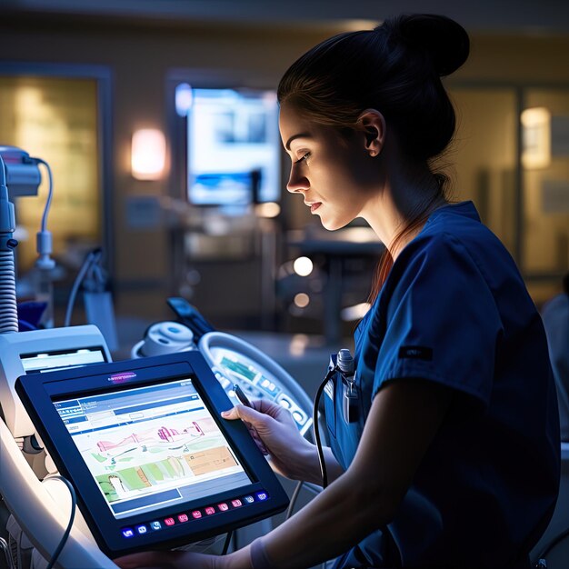 Photo une femme utilise une tablette avec le mot médical sur l'écran