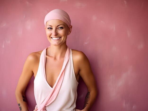 Une femme a vaincu le cancer du sein couleurs roses