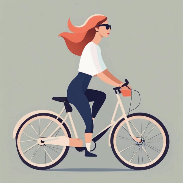 Une femme à vélo.