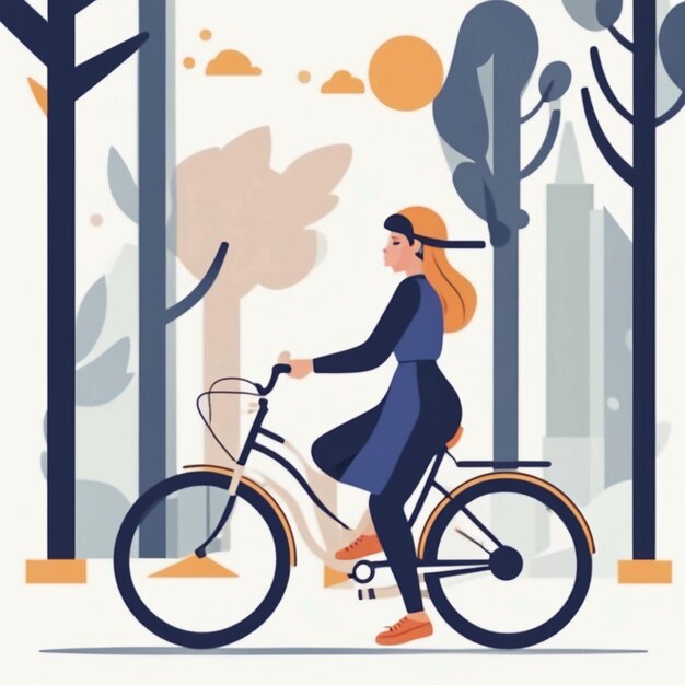 Une femme à vélo.