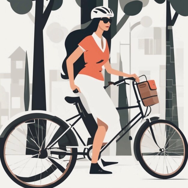 Une femme à vélo.