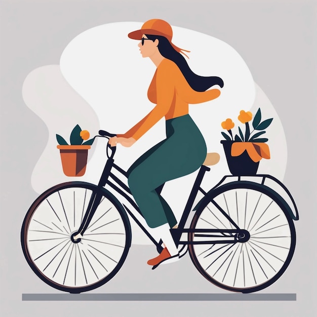 Une femme à vélo.