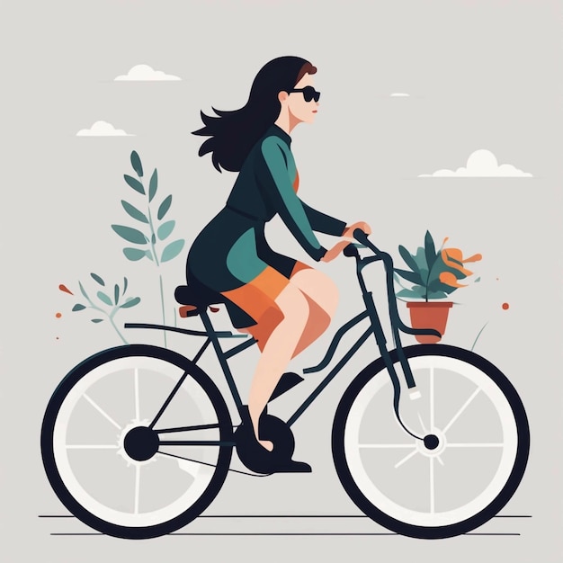 Une femme à vélo.